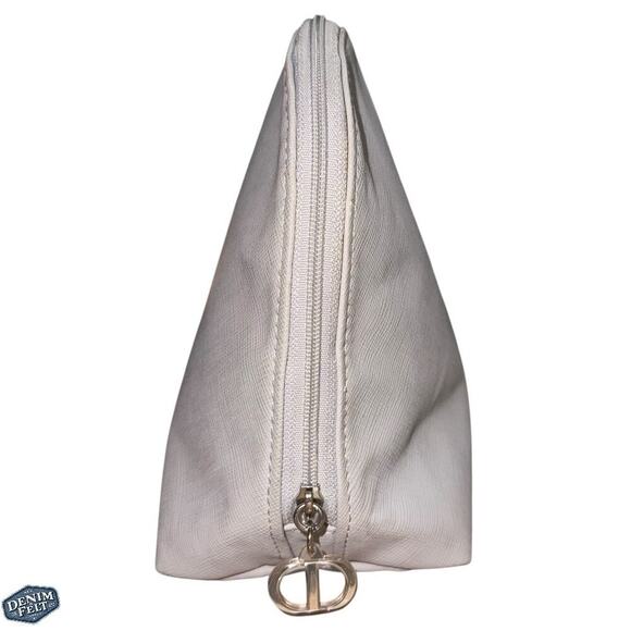 Christian Dior Grey/Silver Nylon Cosmetic/Makeup Pouch/Bag w/Silver Logo Plate - Picture 7 of 11